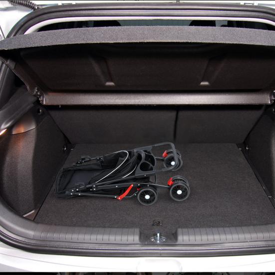 4 Räder Hunde Katzen Kinderwagen Outdoor Reise Haustier Faltkinderwagen Hunde Katzen Käfig Kinderwagen mit Becherhalter Atmungsaktives und Sichtbares Netz für Hund