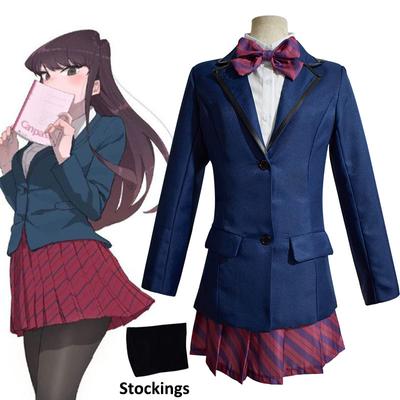 5 adet Setleri Anime Komi İletişim Kuramıyorum Shouko Komi Cosplay Kostüm Kızlar okul üniforması Komi san wa Comyushou desu Peruk Suits