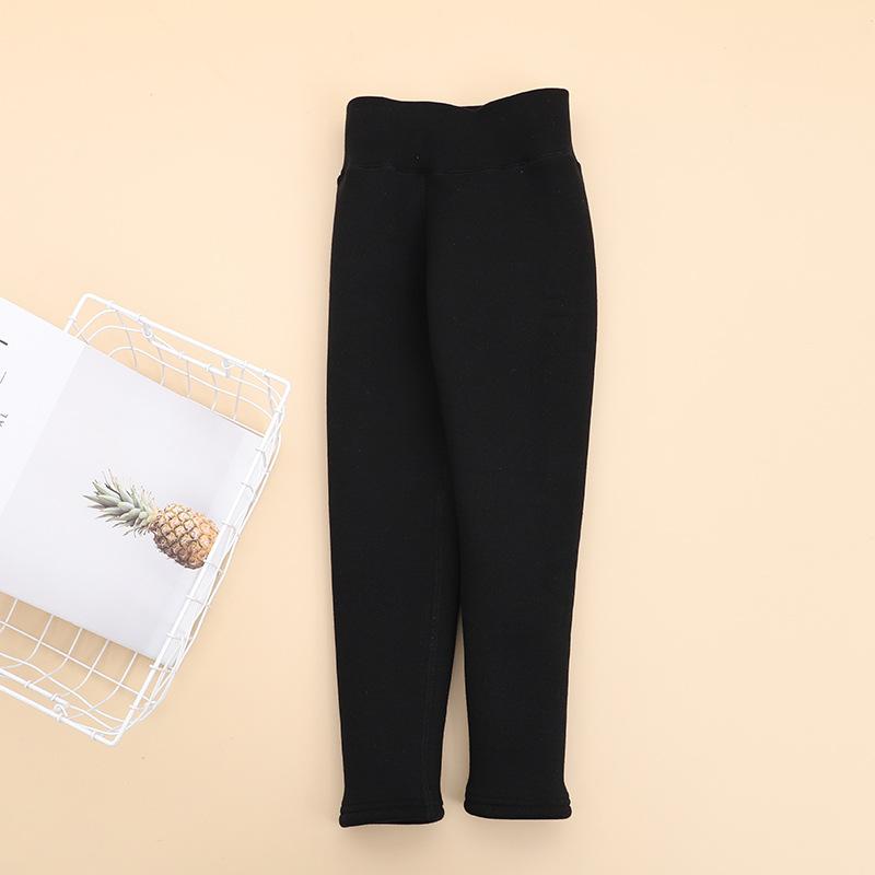 Girls Fleece Lined Leggings Warm Cotton Winter Thickened Full Length Pants Toddler Solid Color High Waist Tights for Kids