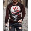 Gothic Grim Reaper Fiery Print Long Sleeve T-Shirt, Bold Edgy Style