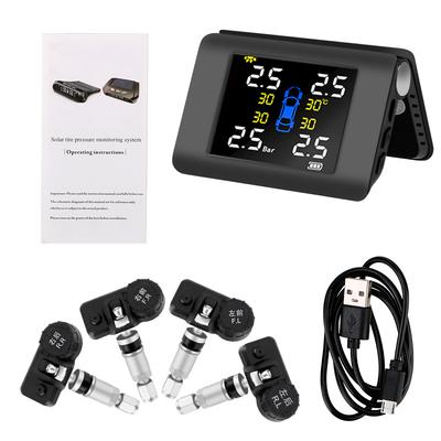 Solarbetriebenes TPMS-Reifendrucküberwachungssystem für Autos mit 4 externen oder integrierten Sensoren, LED-Anzeige, Temperaturwarnung, Kraftstoffeinsparung