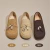 [Youshilai] Retro Tassel Loafers Women's 2025 Autumn New One-pedal Flat Beanie Shoes Kangaroo Shoes