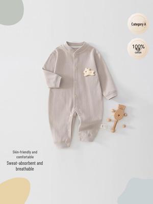 Barboteuse Bébé Manches Longues pour Printemps & Automne - Coton Pur, Conception Sans Couture pour le Confort, Idéale pour Ramper et les Sorties.