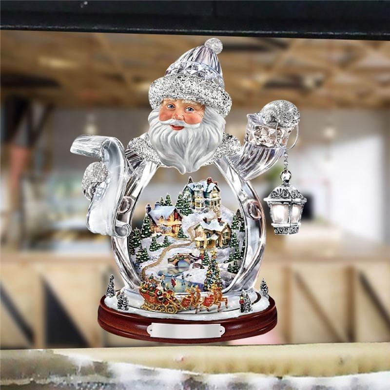 Christmas Tree Rotating Sculpture Train Decoration Window Stickers Christmas Decorations Winter Home Furnishings
