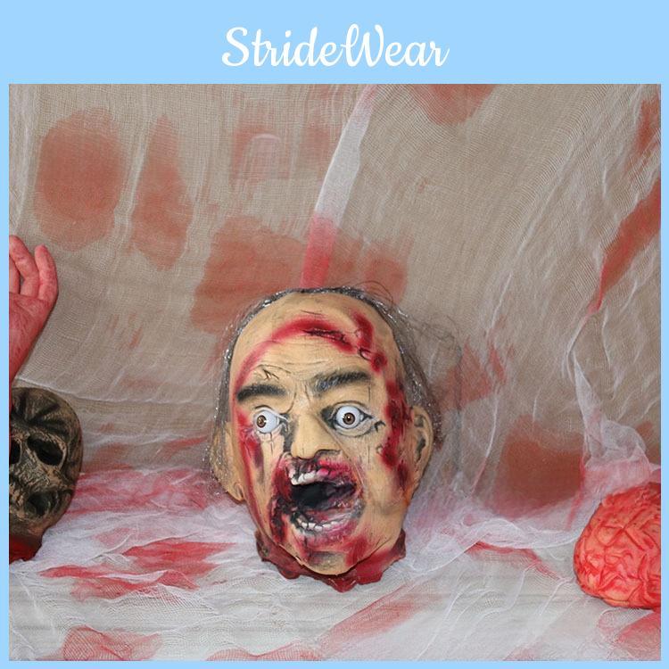 Horror Latex Foam Zombie Dry Corpse Hanging Head For Halloween Escape Room Decor And Costume