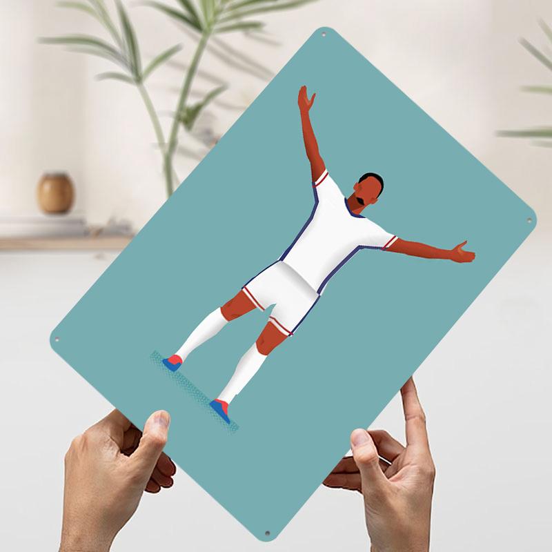 England Soccer Player Celebration Printed Poster Customized Wall Art Retro Vintage Metal Tin Signs for Home Man Cave House Decor