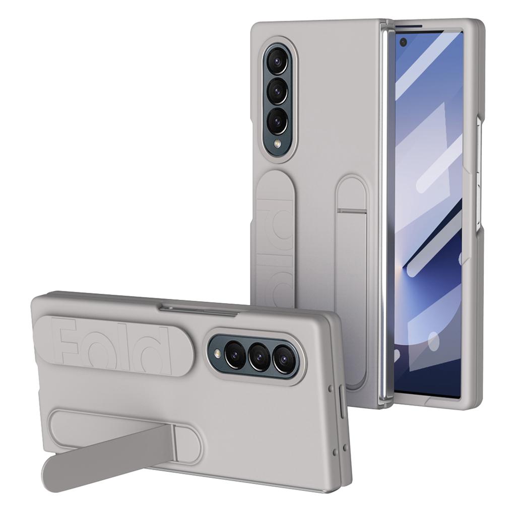 For Samsung Galaxy Z Fold3 5G Case with Tempered Glass Film Kickstand Wristband PC+Silicone Phone Cover