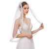 Wedding Veil Single Layer Lace Appliques Fingertip Length Short Tulle for Brides