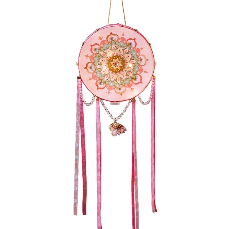 

Цветочный фонарь с жемчугом и лентой Праздник середины осени Ручная игрушка Детские светодиодные огни Новогодний рыночный прилавок розовый