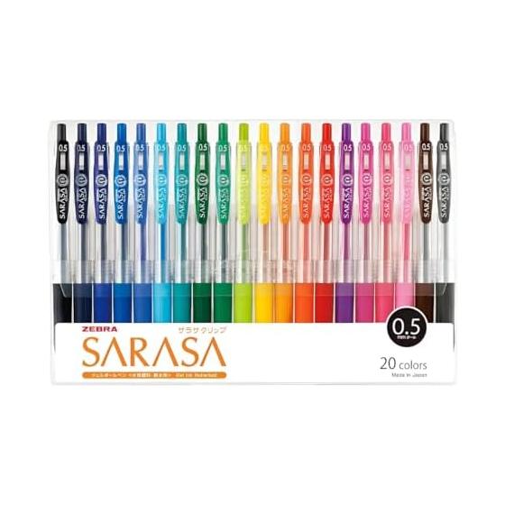 Гелевая шариковая ручка Zebra Sarasa Clip 0.5 20 цветов JJ15-20CA
