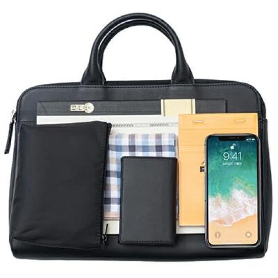 Tryon Official Genuine Leather Briefcase, Thin Gusset, Business Bag, Handbag, Men's, Large Capacity, Fits 10-inch PC, ALFA AL111, Dark Gray