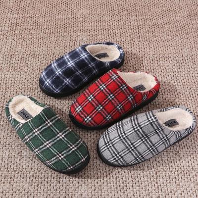 Winter Warm Plaid Rabbit Fur Slippers - Thick, Non-Slip, Soft Bottom