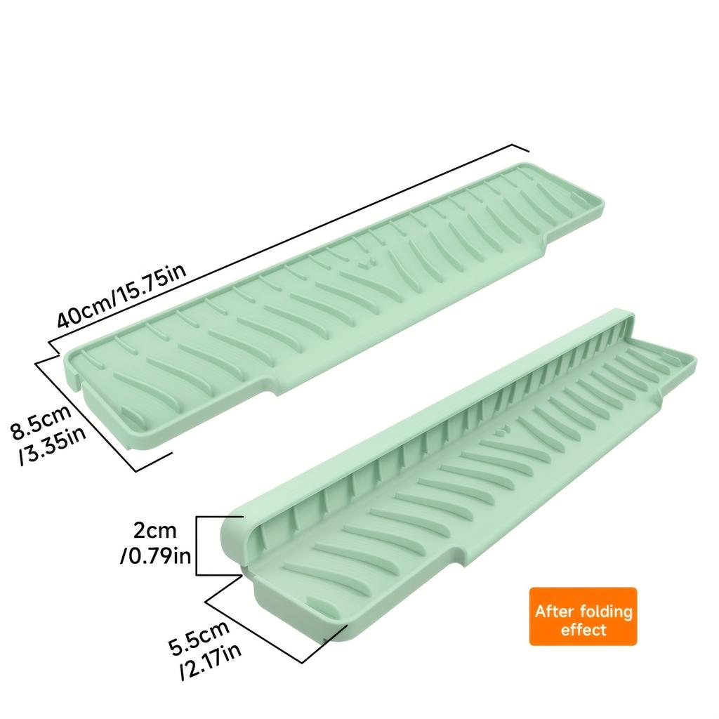 Sloped Drainage Silicone Sponge Rack, Foldable Narrow Sink Draining Organizer for Kitchen