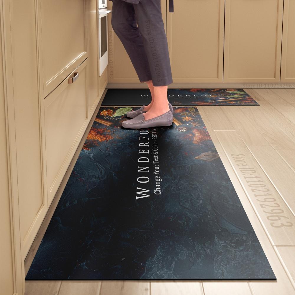 Spice Pattern Kitchen Mat Non-Slip Machine Washable Rug Set for Home Decor Anti-Fatigue Floor Mats Comfort Standing Pad