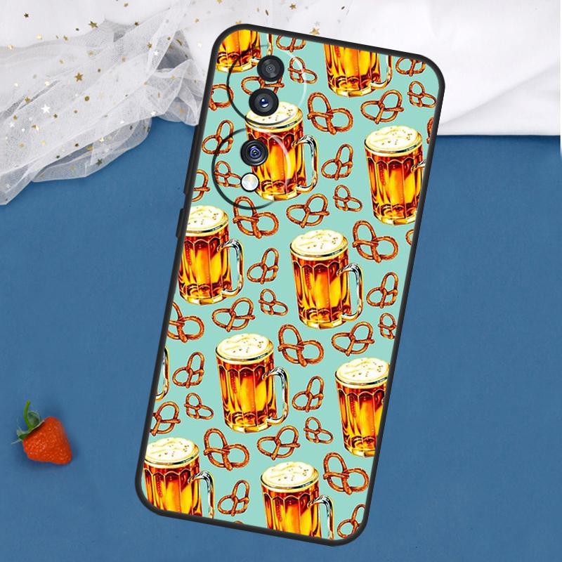 Pretzel Beer Pattern Case For Honor Magic 8 7 5 6 Lite 400 200 Pro 50 70 90 X8c X8b X9a X9b X9c X9d Win RT Cover