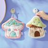 Dream mushroom house dopamine hand towel bathroom household coral fleece hand cloth soft absorbent cute handkerchief