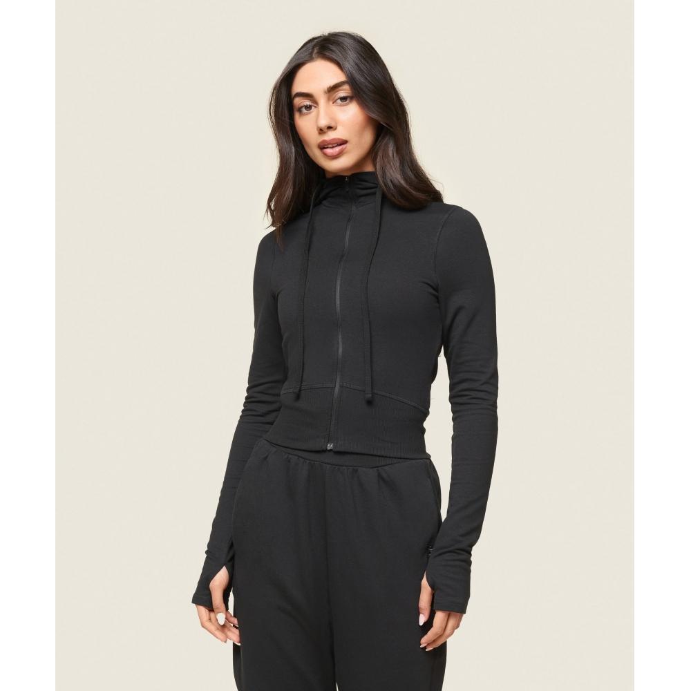 

Gymshark Gs X Leana Deeb Hooded Midi Top Black B9a1b Bb2j XXS