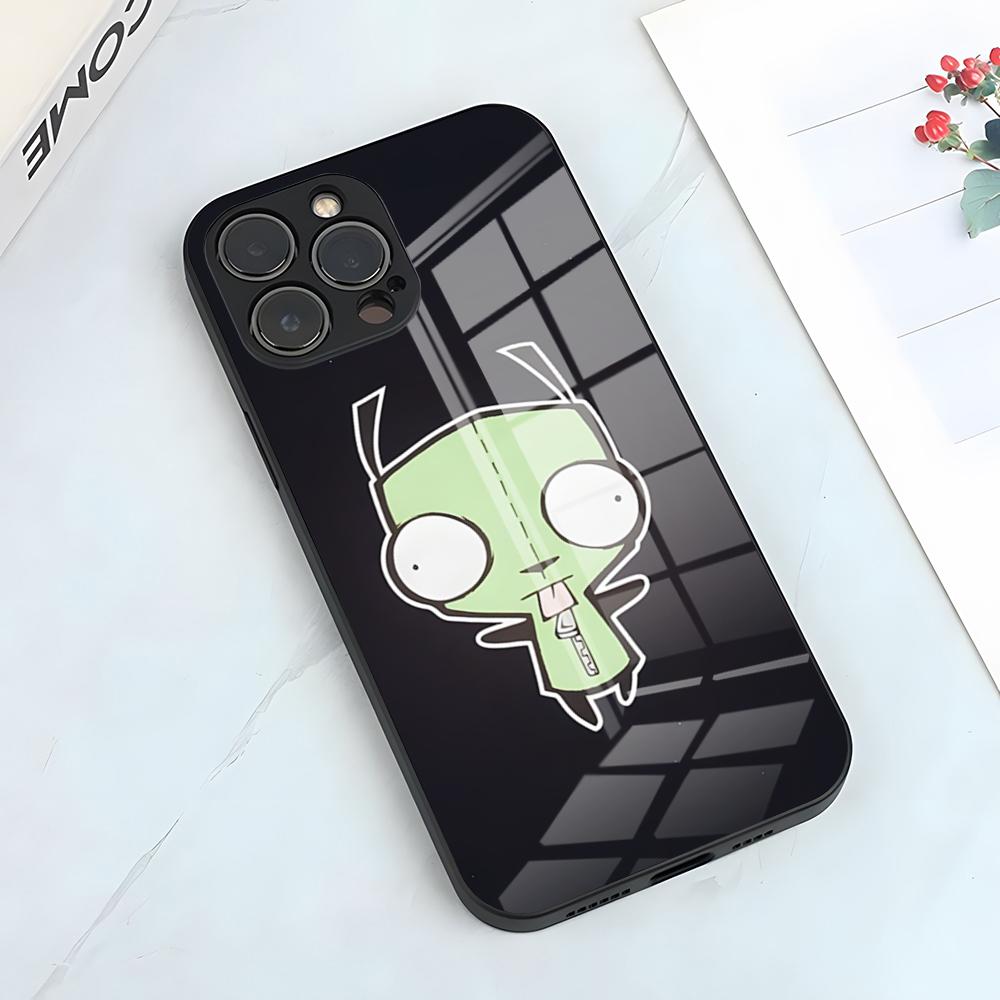 

Cartoon I-Invader Zim Phone Case For IPhone 17 Pro Max 15 Pro 16 14 Plus 12 13 Mini 11 Pro Shockproof Glass Cover iPhone12 Pro