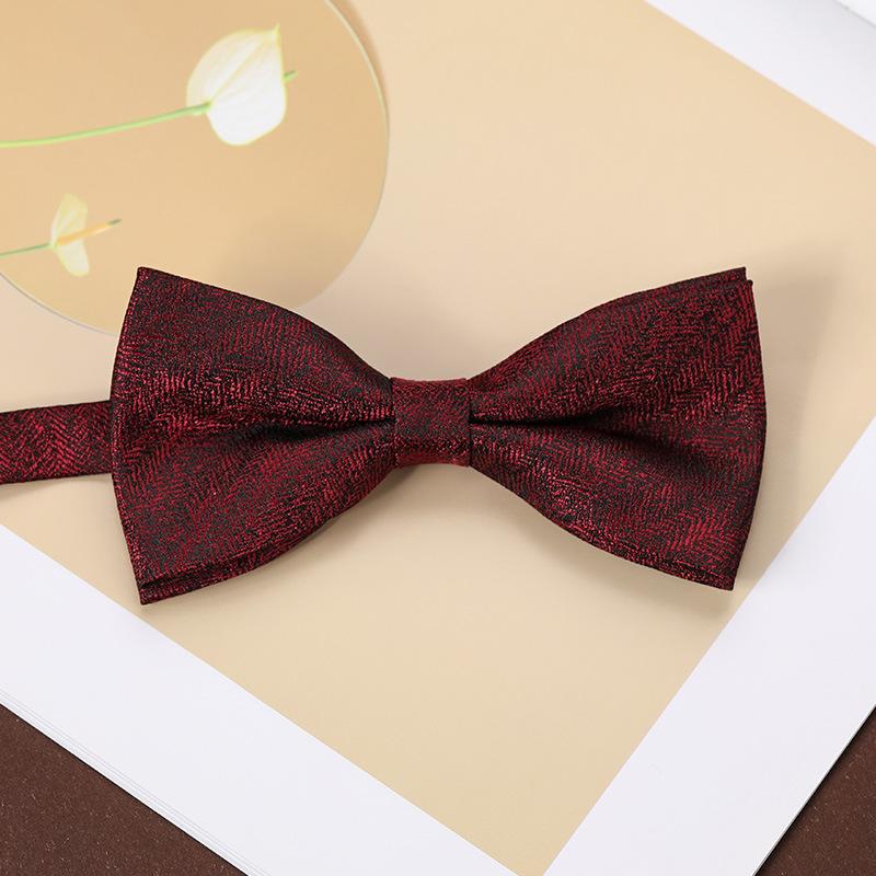 Men'S Fashion Bow Tie Color Woven Jacquard Double Striped Small Flower Business Retro Suit Shirt Bow