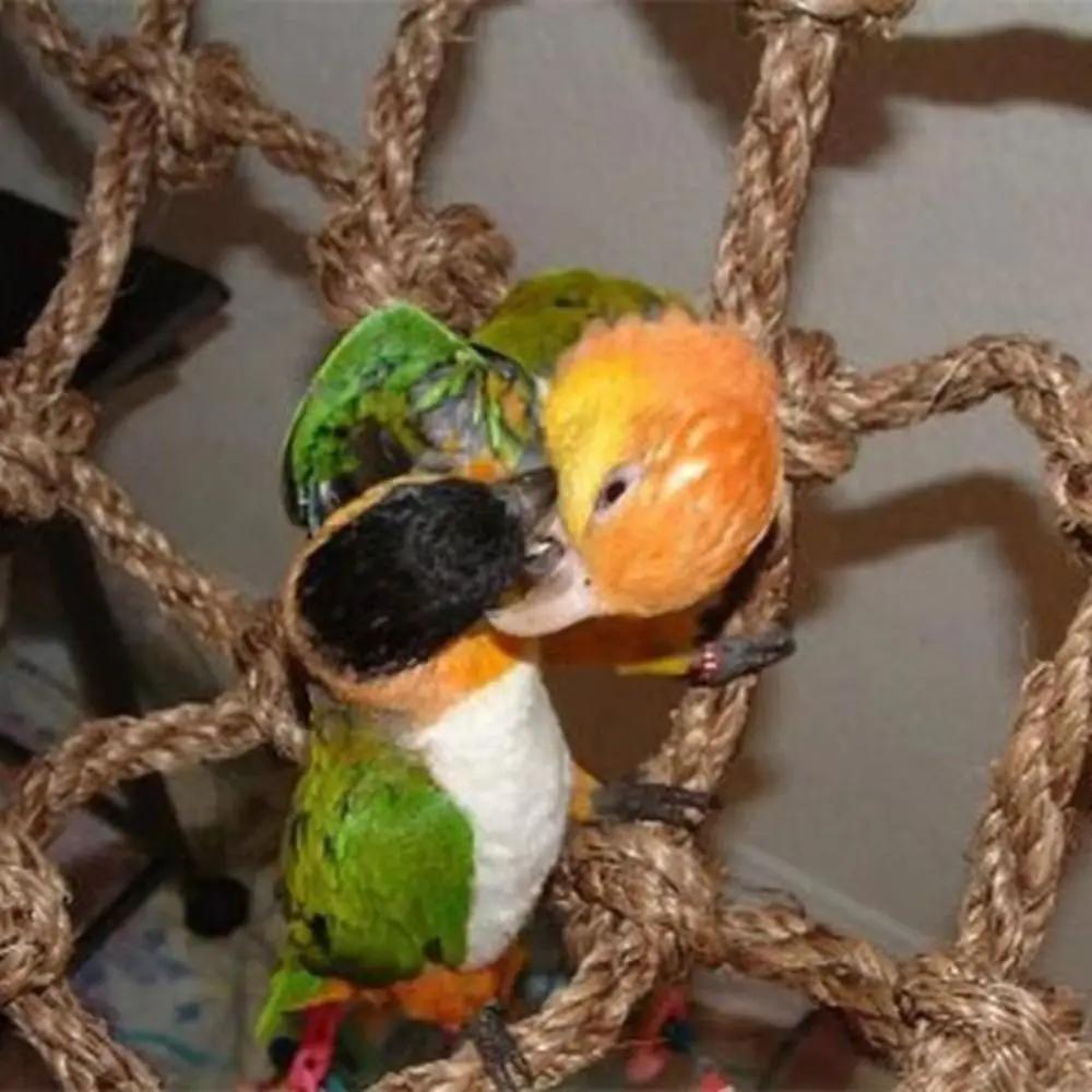 New Woven Linen Rope Parrot Climbing Net 40*40cm Khaki Parrot Rope Net Bird Toy Swing Parrot Climbing