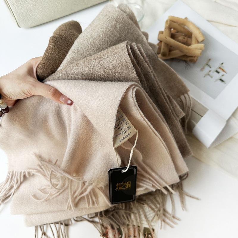 Women S Thick Warm Wool Scarf With Printed Logo For Winter Fashion