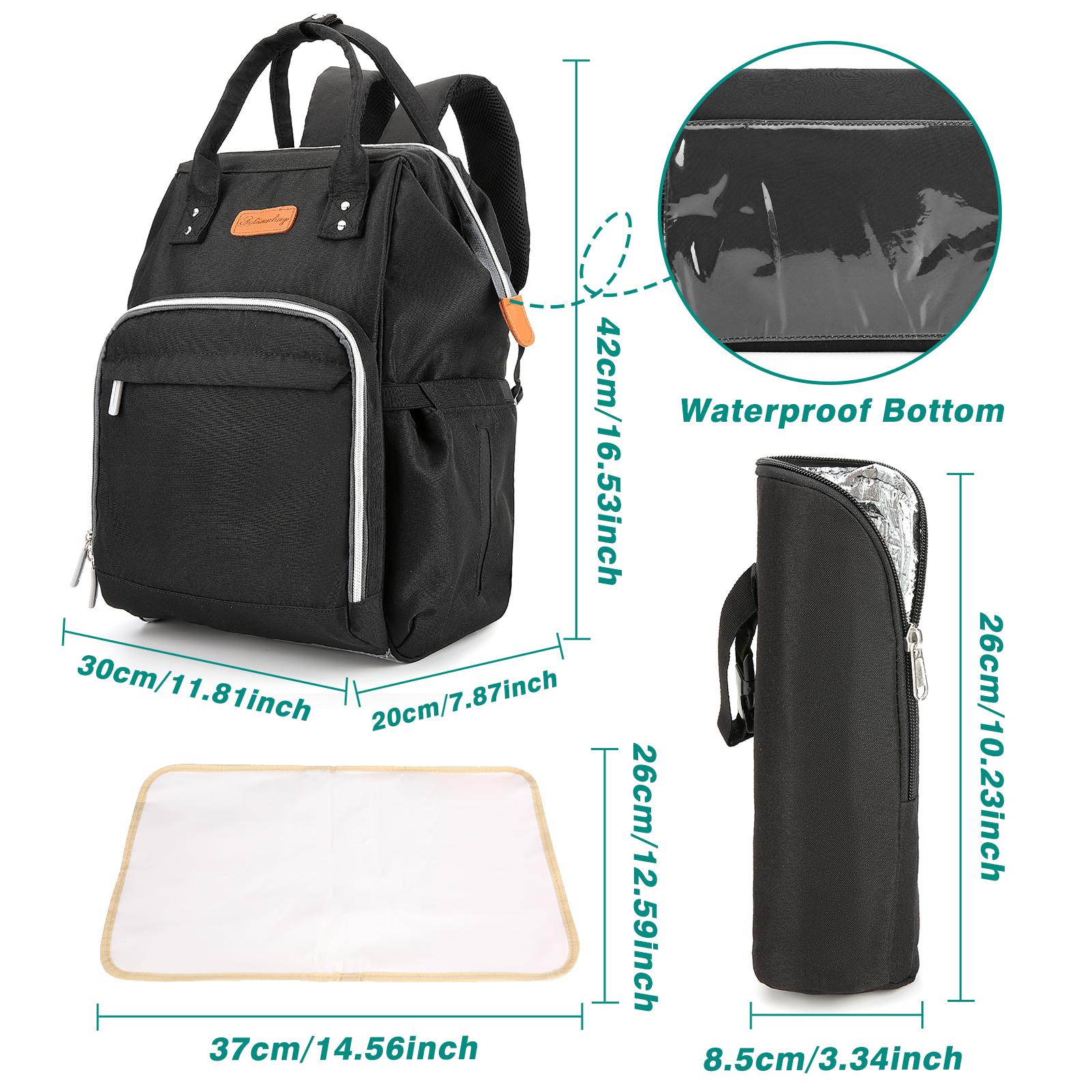 JOSEKO Sac à dos à langer pour bébé, sac à dos à couches de grande capacité  avec port USB pour maman et papa