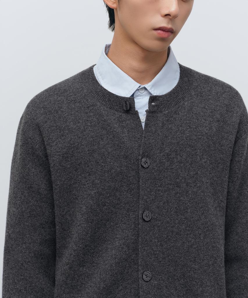 Musinsa Standard Round Neck Crop Cardigan [Medium Gray]