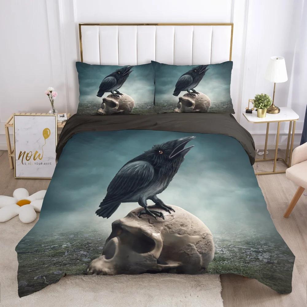 Cartoon Halloween King Queen Duvet Cover Horror Eyes Grimace Bedding Set for Children Boys Girls Scary Night Theme Quilt Cover