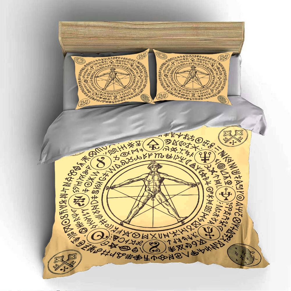 Da Vinci Vitruvian Symbols Bedding Set Bedding Set (1 Duvet Cover, 2 Pillowcases, Duvet Not Included)