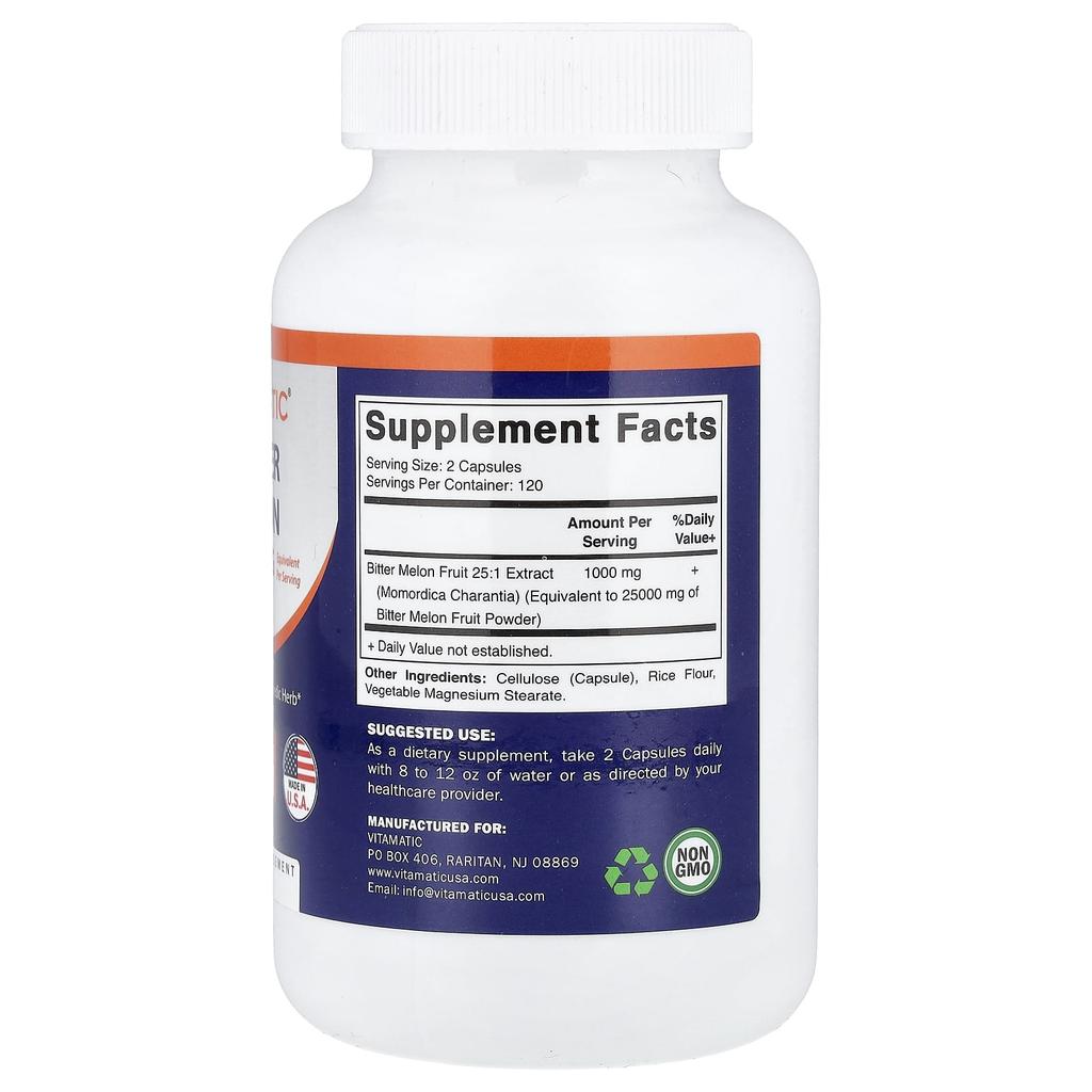 Vitamatic, Bittermelone, Gemüsekapseln, 240 Kapseln (500mg pro Kapsel)