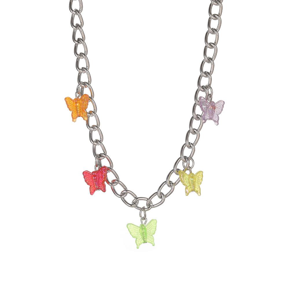 Multicolor Butterfly Necklace In Geometric Style With Unique Creative Design For Fashionable Women