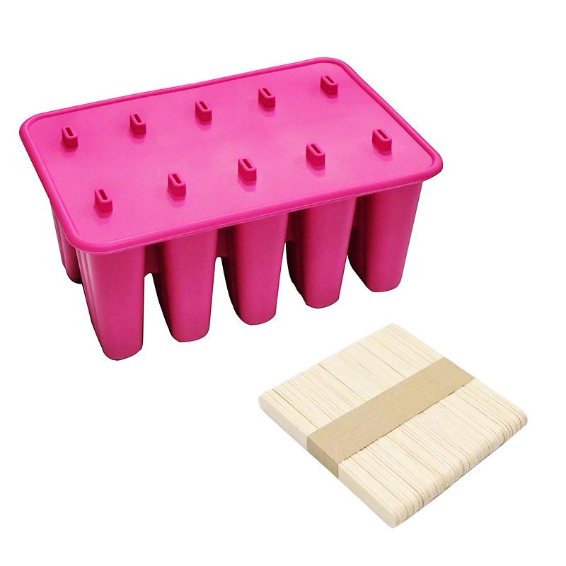 Silicone Popsicle Molds 10 Cavity Large Popsicles Molds Silicone Popsicle Maker Mold Ice Cream Mold With 50Pcs Popsicle Sticks