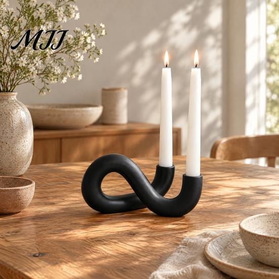 Geometric Candle Stand for Two Taper Candles 3D Printed Infinity Loop Holder, Abstract 2?Candlestick Decorative Holder Dining Table Minimalist