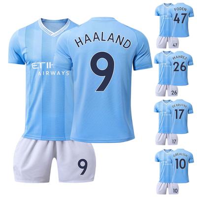 2324 Domácí fotbalové dresy Manchester City Set Krátké Punčochové kalhoty Nové Krátké Punčochové kalhoty Dětská Velikost Set