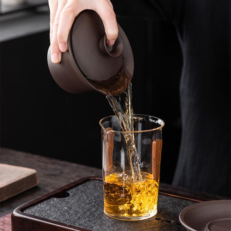 Purple Sand Kung Fu Tea Set Tea Bowl Sancai Bowl 200ML Teapot Teacup Zhu Ni Ceramic High-grade matte texture