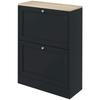 Shoe Cabinet for 12 Pairs, 2 Drop-Down Drawers, Adjustable Shelves, 60x23.5x80cm, Black