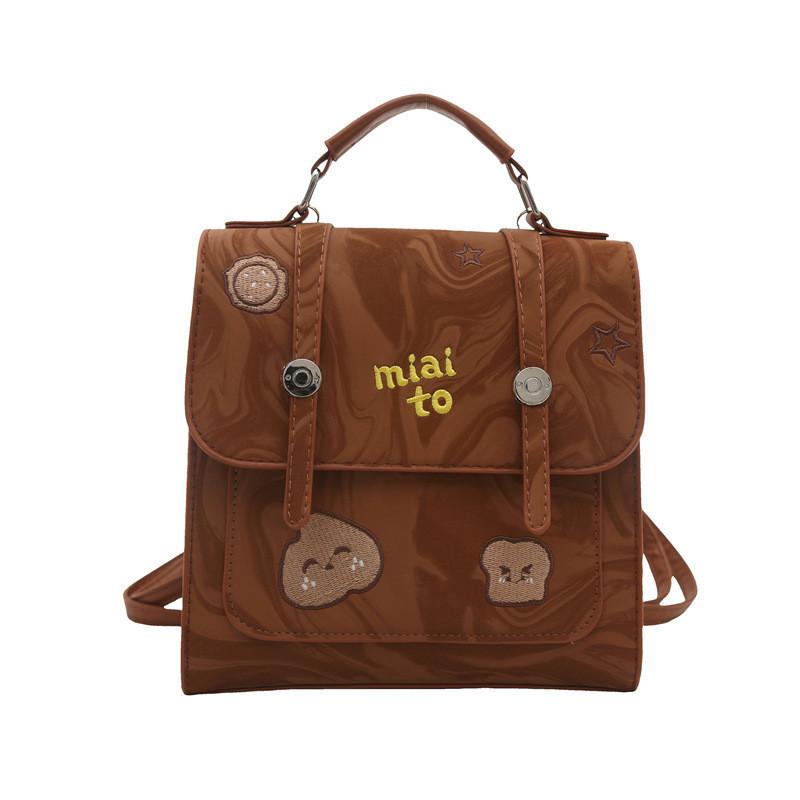Letter Embroidery Handbag Female Vintage Tote Bag With Magnetic Closure For Daily Use