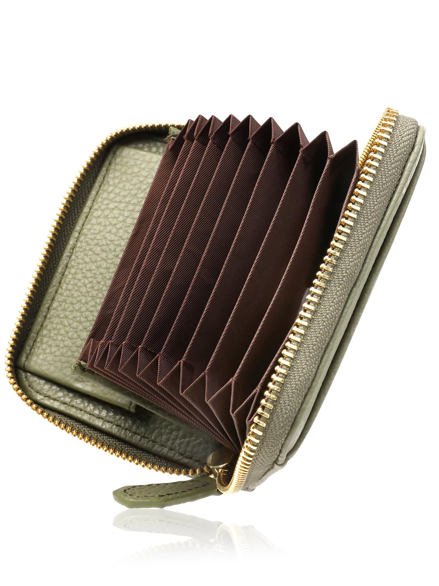 

Bellows Wallet Card Holder Coin Case Bill Break Italian Leather Genuine Leather [Mura] Men s Won t (Green/Shrink Leather)