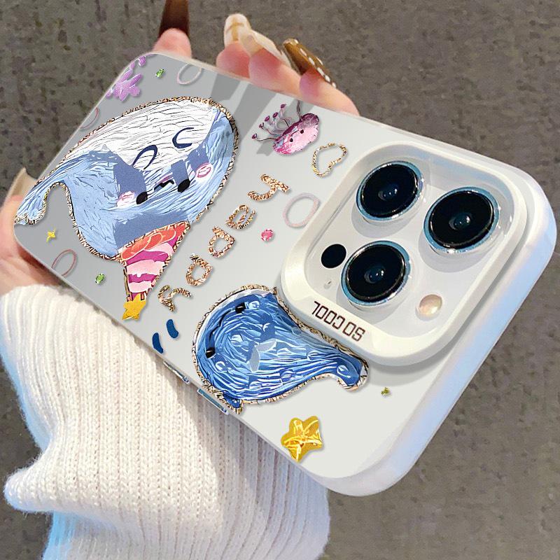 Silver Cute Cartoon iPhone Case - Compatible with iPhone 17, 16 Pro, 15 Pro Max, 14 Pro, 13