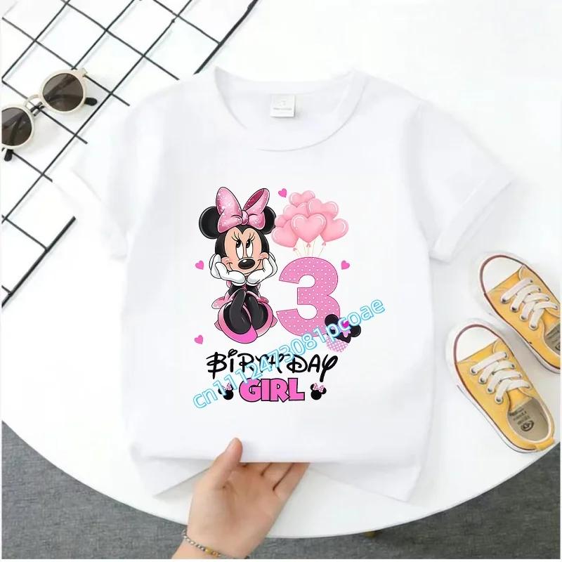 Mickey Mouse Child Birthday Clothes Girl Boy Number T Shirt Cartoon Print Kids Tee Baby Top Summer Infant Cute Short Sleeve Gift