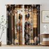 2 Pcs   Filtering Curtains (excluding Rods   Non-movable   Without Batteries) Kimono Girls for Use In Bedrooms and Living Rooms