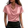 Summer Fashion Solid Color Casual Collar Swing Collar Button Professional Style Short Sleeve Top Fashionable Comfortable Soft Commuting Shirt