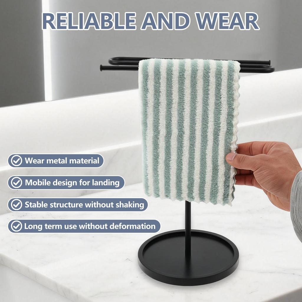 Hand Towel Holder Stand Metal S Shaped Standing Towel Rack with 7inch Stable Base Countertop Storage Rack for Bathroom Kitchen