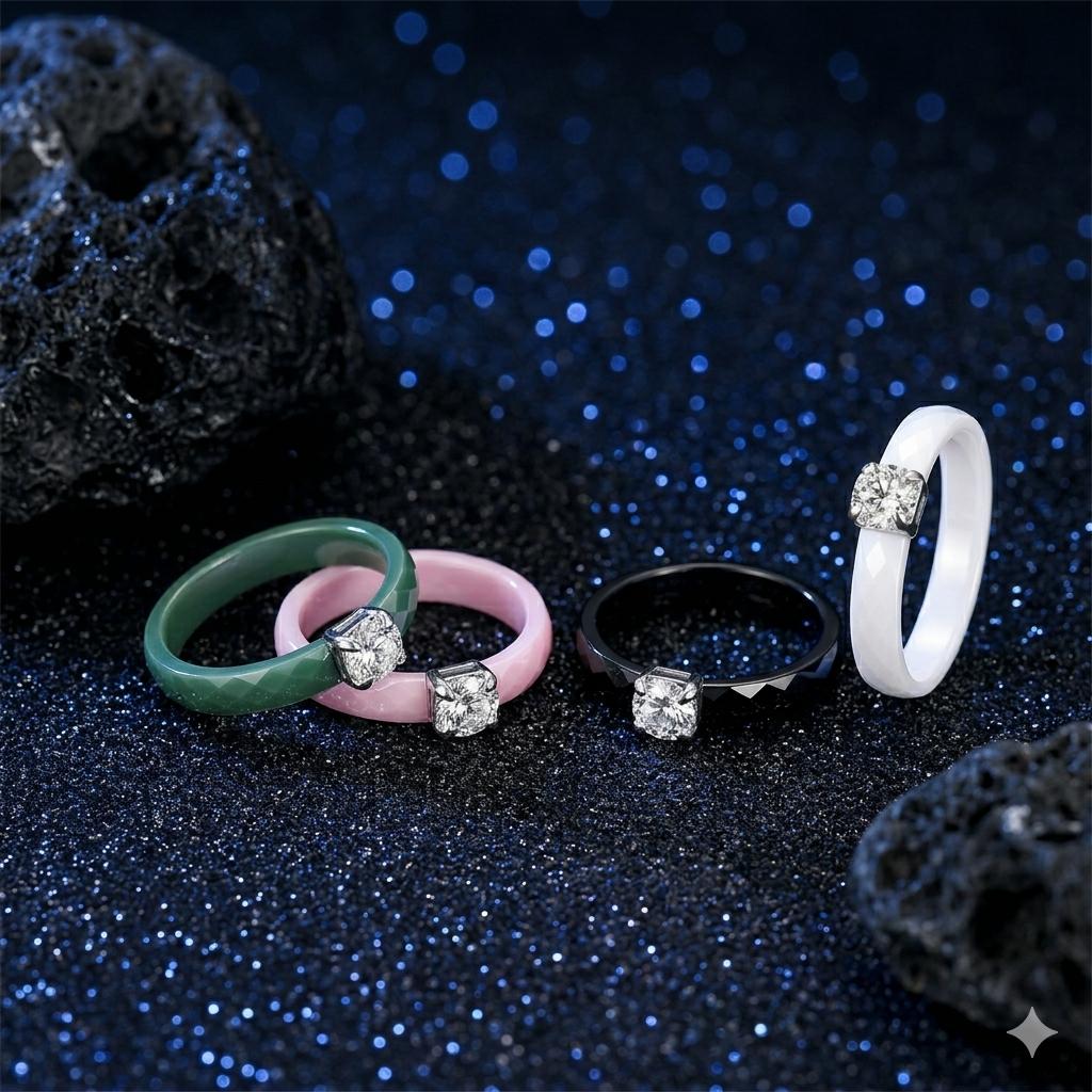3mm Thin Ceramic Promise Ring for Women Minimalist Pink Green White Black
