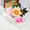 Single Branch Simulated Rose, Glued Moisturizing Rose Curled Edge Rose Simulated Bouquet Home Decoration