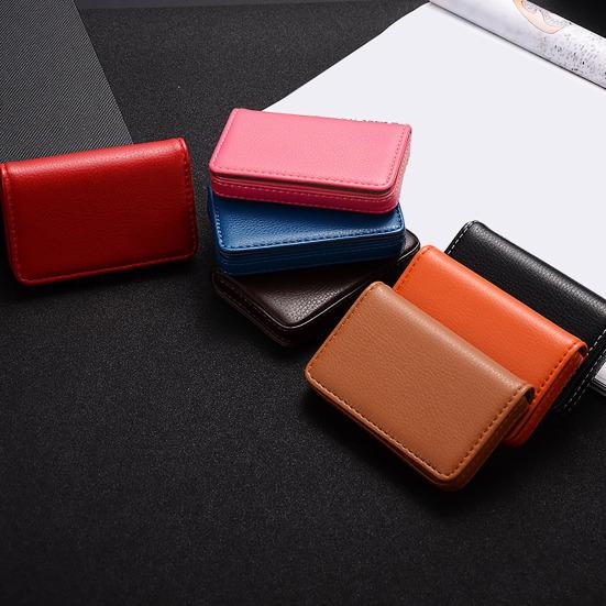 Faux Leather Business Card Holder with Magnetic Closure Slim Compact Size Portable Business Card Carrier Name Card Organizer
