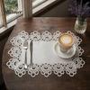 Romantic Simple Design Placemat White Lace Placemat, Foldable Soft Anti-Wrinkle Table Mat, Heat Hollow Mat Resistant Non-Yellowing Durable Dining