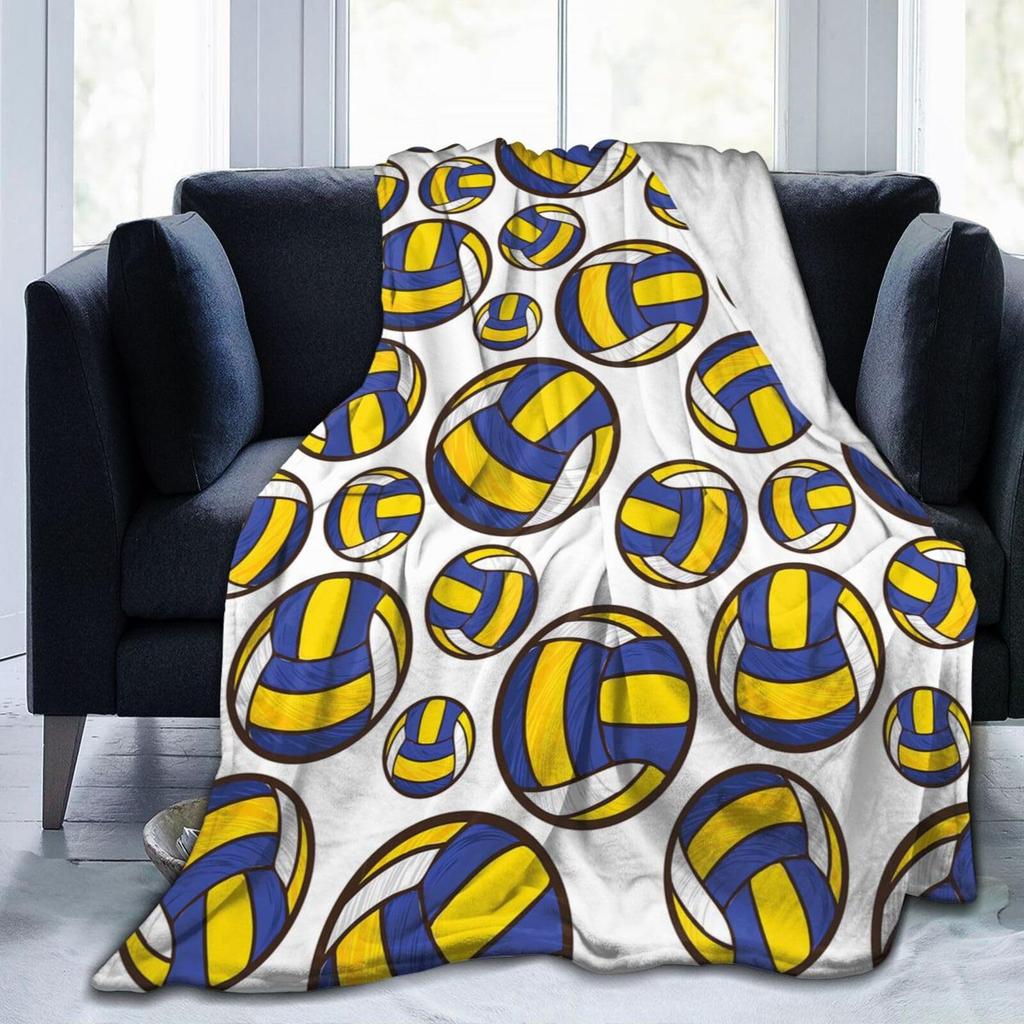 Volleyball Print Flannel Blanket Bedspread Nap Blanket Sports Theme Blanket