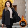 Stylish Velvet-Lined Winter Parka for Middle-Aged and Elderly Women - Warm, Thickened, Cotton Lapel Jacket