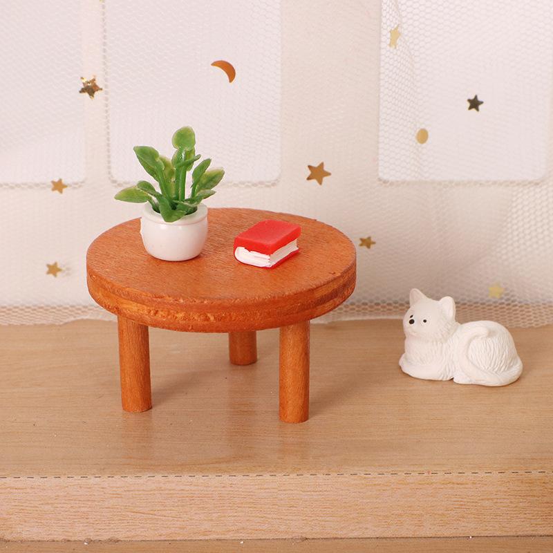 Miniature Wooden Mini Stool Doll House Furniture with Edges Realistic Design for Micro Scene Decoration and Playroom Accessories